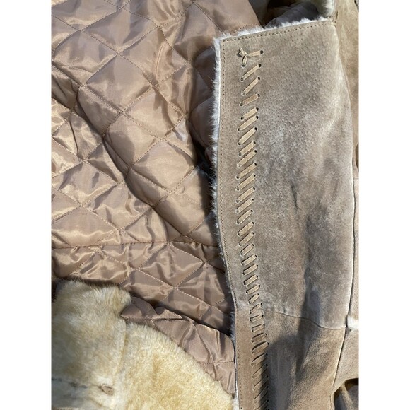 Vintage Women's Suede Leather Coat Jacket L Western Fur New York Classics Brown - Picture 12 of 16